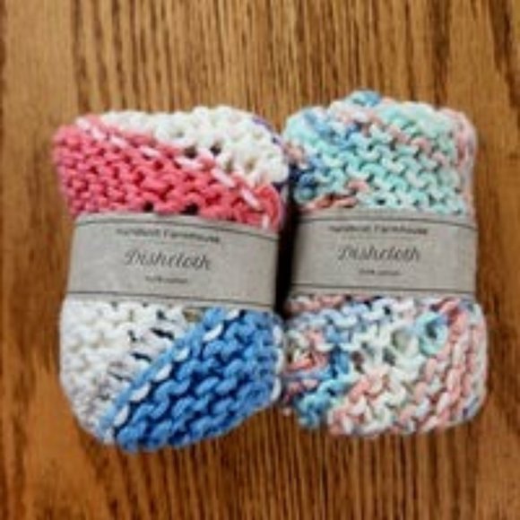 2 handmade oversize farmhouse dishcloths